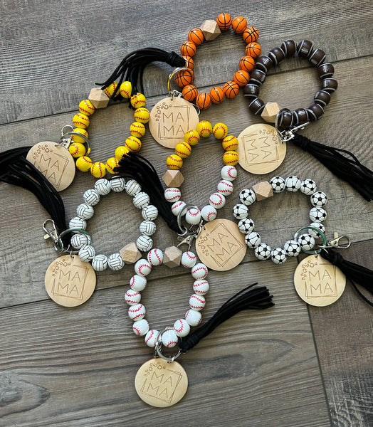 JILLIAN INK LLC - Mama Sports Keychain with Wooden Beads