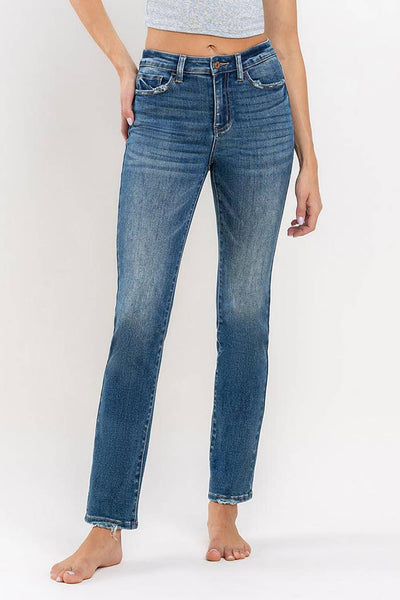 VERVET by FLYING MONKEY - HIGH RISE STRETCH SLIM STRAIGHT JEANS V3046: MOONLIGHT / 32