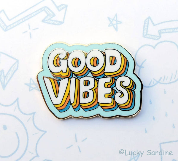 Lucky Sardine - Good Vibes, Rainbow Enamel Pin