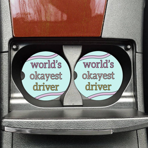 Mugsby - World's Okayest Driver Funny Car Coasters, New