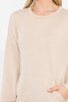 Perfect Peach - YMT20011V-LONG SLEEVE FRENCH TERRY TOP WITH KANGAROO POCKET: XL / Stone