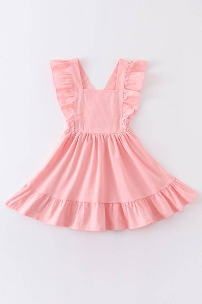 Honeydew - Pink flutter trim ruffle dress