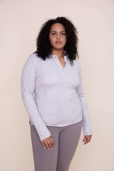 Mono B - CURVY Leopard Print Half-Zip Pullover: XL:1XL:2XL:3XL (2:2:1:1) / BLUSH