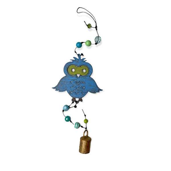 Whimsies - Owl wind chimes Nana bell mobile lodge garden yard decor eco