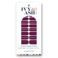 Ivy & Ash - Mulberry Spice | Deep Purple Gold Glitter Stripe Nail Wraps