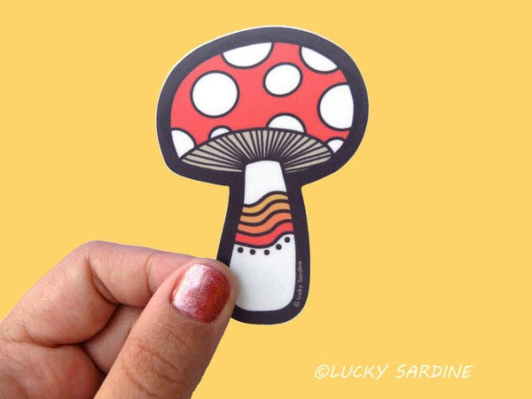 Lucky Sardine - Toadstool Rainbow Mushroom Vinyl Sticker