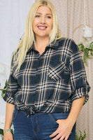 ADORA LA - CET2309X - PLUS SIZE PLAID SHIRT