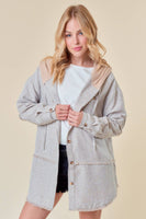 Doe and Rae - FRAYDED DROP SHOULDER JACKET WITH HOOD - 10521J: L / SAND