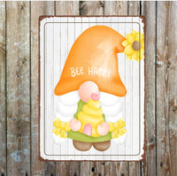 The British Metal Signs Company - Gnome bee happy motivational  art Metal Wall   Sign