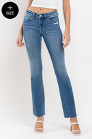 VERVET by FLYING MONKEY - PLUS SIZE MID RISE CLEAN CUT HEM BOOTCUT JEANS T6204-P: WELL-ROUNDED / 14