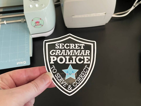 Graceful Darkness, LLC - Police badge Sticker, Vinyl Sticker, Grammar