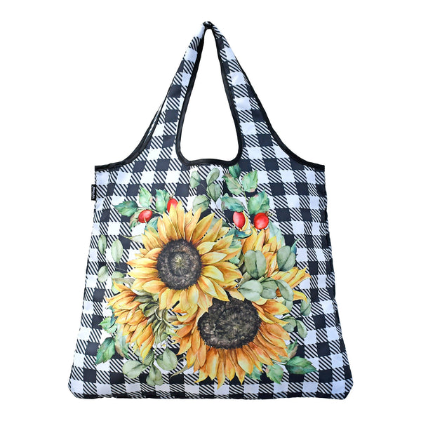 YAY NOVELTY - YaYbag JUMBO, Stylish Reusable Bag, Gingham Sunflower