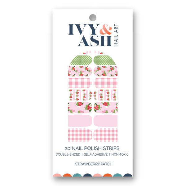 Ivy & Ash - Strawberry Patch | Strawberries & Pink Gingham Nail Wrap Set