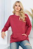 Perfect Peach - YMT20011V-LONG SLEEVE FRENCH TERRY TOP WITH KANGAROO POCKET: S / Marsala