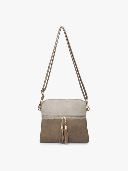 Jen & Co. - M1785 Tara 2 Tone Crossbody/Wristlet w/ Front Zip Pocket