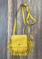 The Hair Bow Company - Mustard Boho Fringe Crossbody Flap Purse for Girls