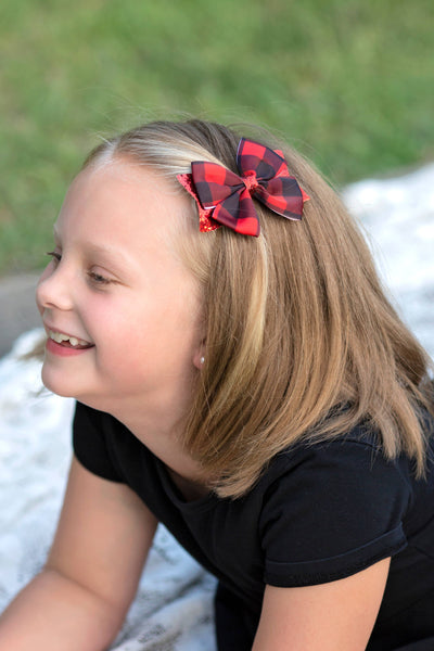 The Hair Bow Company - Red Glittery Buffalo Plaid Bow