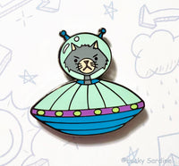 Lucky Sardine - Alien Cat, UFO Spaceship Enamel Pin