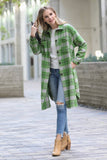 42POPS - .Wool blended Plaid long shacket: GRN-green/grey-156381 / M