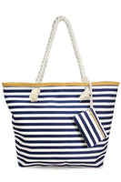 Hana - Stripe Beach Bag With Mini Coin Purse