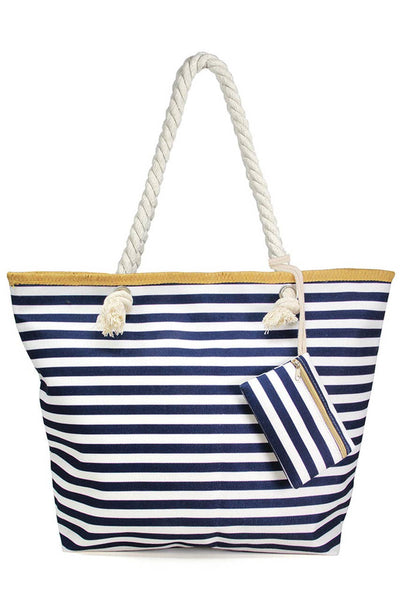 Hana - Stripe Beach Bag With Mini Coin Purse