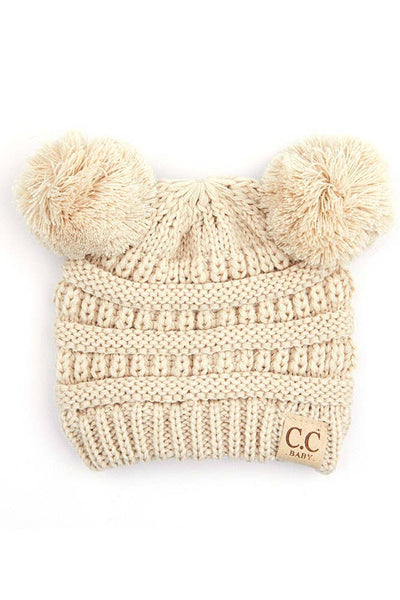 Hana - C.C Baby Knit Double Pom Pom Beanie