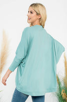 Perfect Peach - YMC30006V-SOLID DOLMAN SLEEVE OPEN CARDIGAN WITH SIDE POCKET: M / Aloe