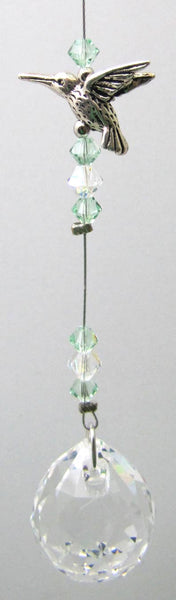 Silver Deer Crystal - Hummingbird Charm Window Drop with 20mm Faceted Ball