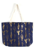 Hana - Foil Cactus Pattern Beach Bag