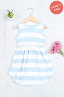 Perfect Peach - PPD10436TK-KIDS ROUND NECK STRIPES A-LINE DRESS