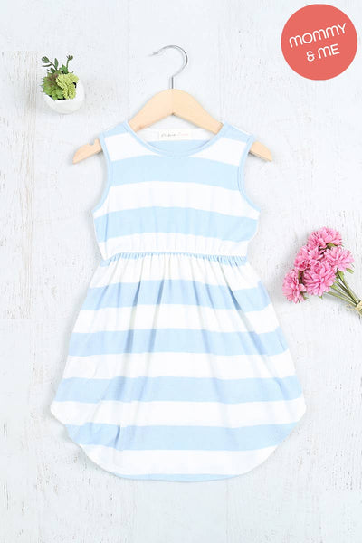 Perfect Peach - PPD10436TK-KIDS ROUND NECK STRIPES A-LINE DRESS