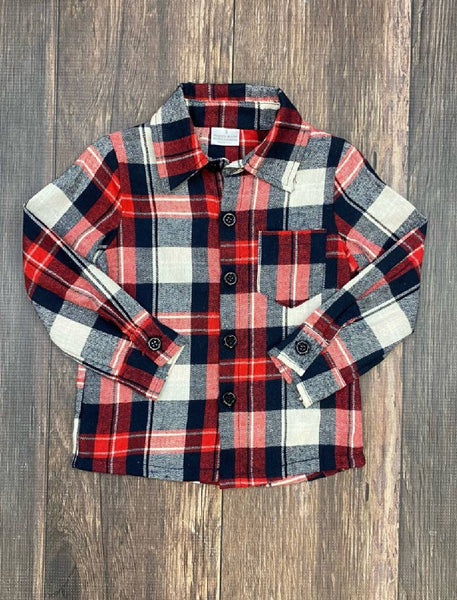 The Hair Bow Company - Family Red & Black Plaid Flannel Shirt - Boys