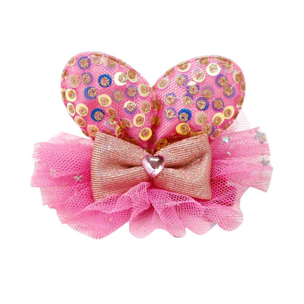 Pink Poppy USA - Bella Bunny Hot Pink Sequin Ears with Tulle Hair clips