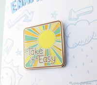 Lucky Sardine - TAKE IT EASY, retro sunshine enamel pin