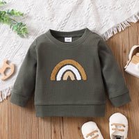 PatPat - Baby BoyGirl Rainbow Pattern Waffle Long-sleeve Sweatshirt