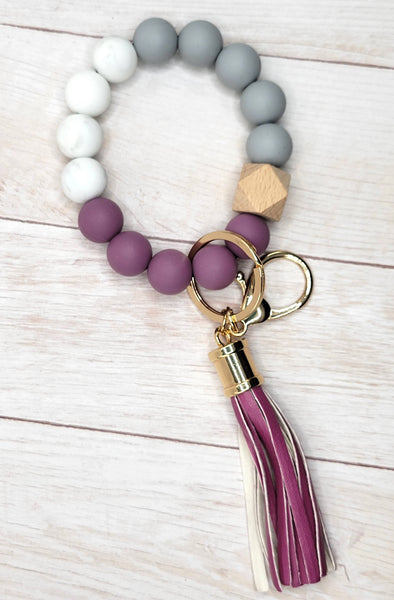 The Wristlet Bar - #19 Plum / Grey / White Silicone Wristlet